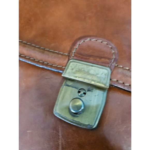 Vintage 60's Leather Cognac Brown Crossbody Bag Messenger Shoulder Purse - Picture 14 of 16